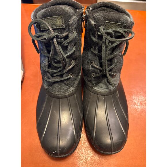 Sperry Saltwater Duck Boots Buffalo Check Black Gray Size 8 - Picture 4 of 8